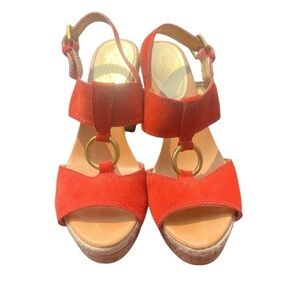 Coach Valeann Womens Tulip Platform Suede Sandal - Burnt Orange size 9
